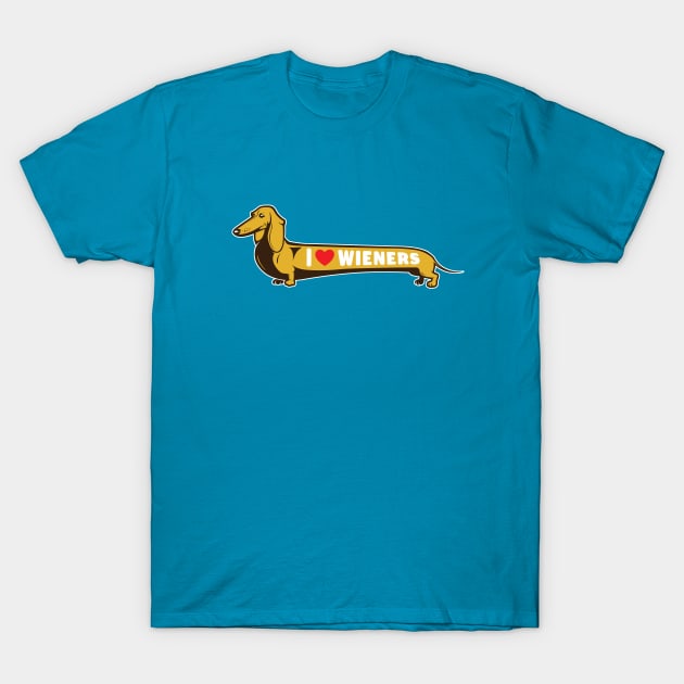 I Love Wieners Dog Art T-Shirt by Rumble Dog Tees